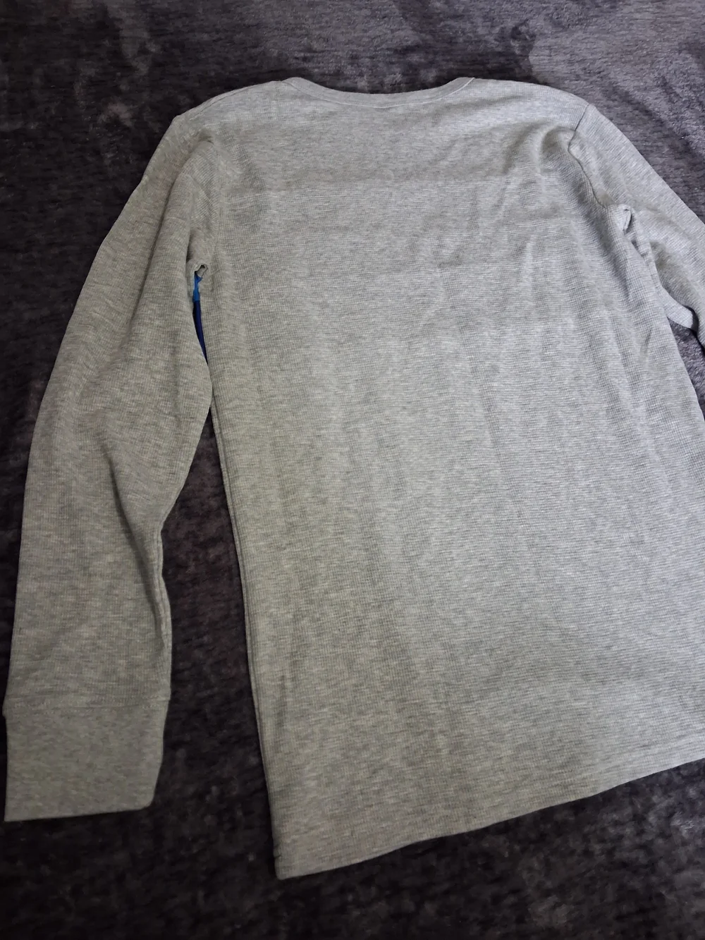 NWT The Childrens Place Boys Thermal Long Sleeve Shirt Gray/Blue Stripe XL 14